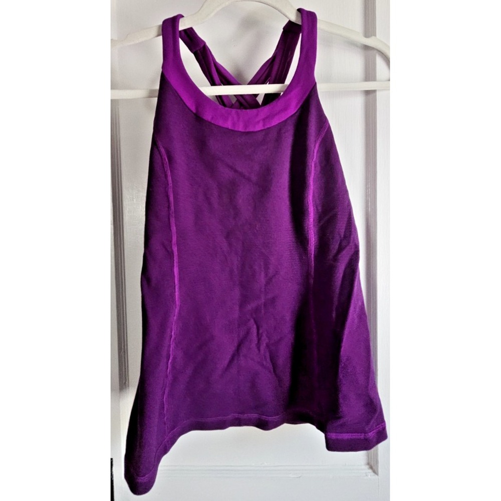 Lululemon purple criss cross sport bra built in tank top Sz 4